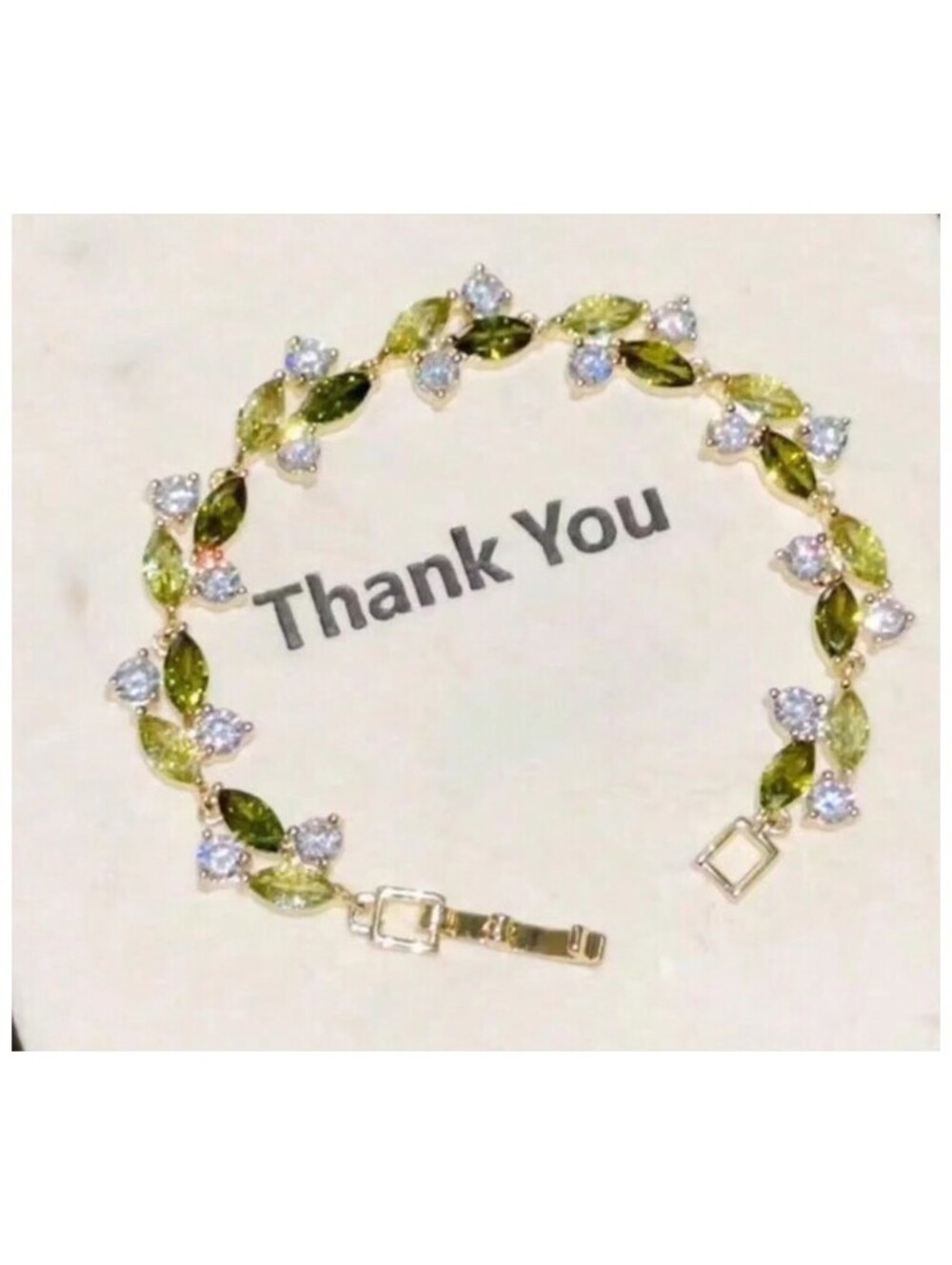 Green vine tennis - Bracelet - Gold - CZs - 7"